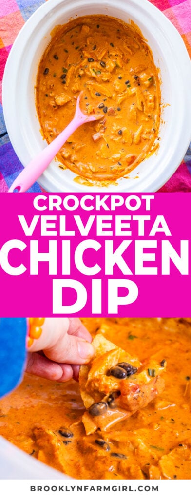 This creamy crockpot queso dip is packed with Velveeta cheese, shredded chicken, black beans, and taco seasoning for the ultimate party dip.  Perfect for game day, potlucks, or taco night, this cheesy dip is smooth, flavorful, and loaded with Tex-Mex goodness. Simply toss everything in the slow cooker, let it melt to perfection, and serve with tortilla chips. 
