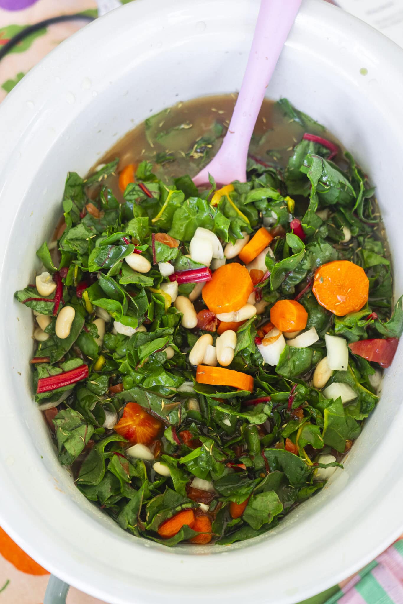 Crockpot Swiss Chard & White Bean Stew - Brooklyn Farm Girl