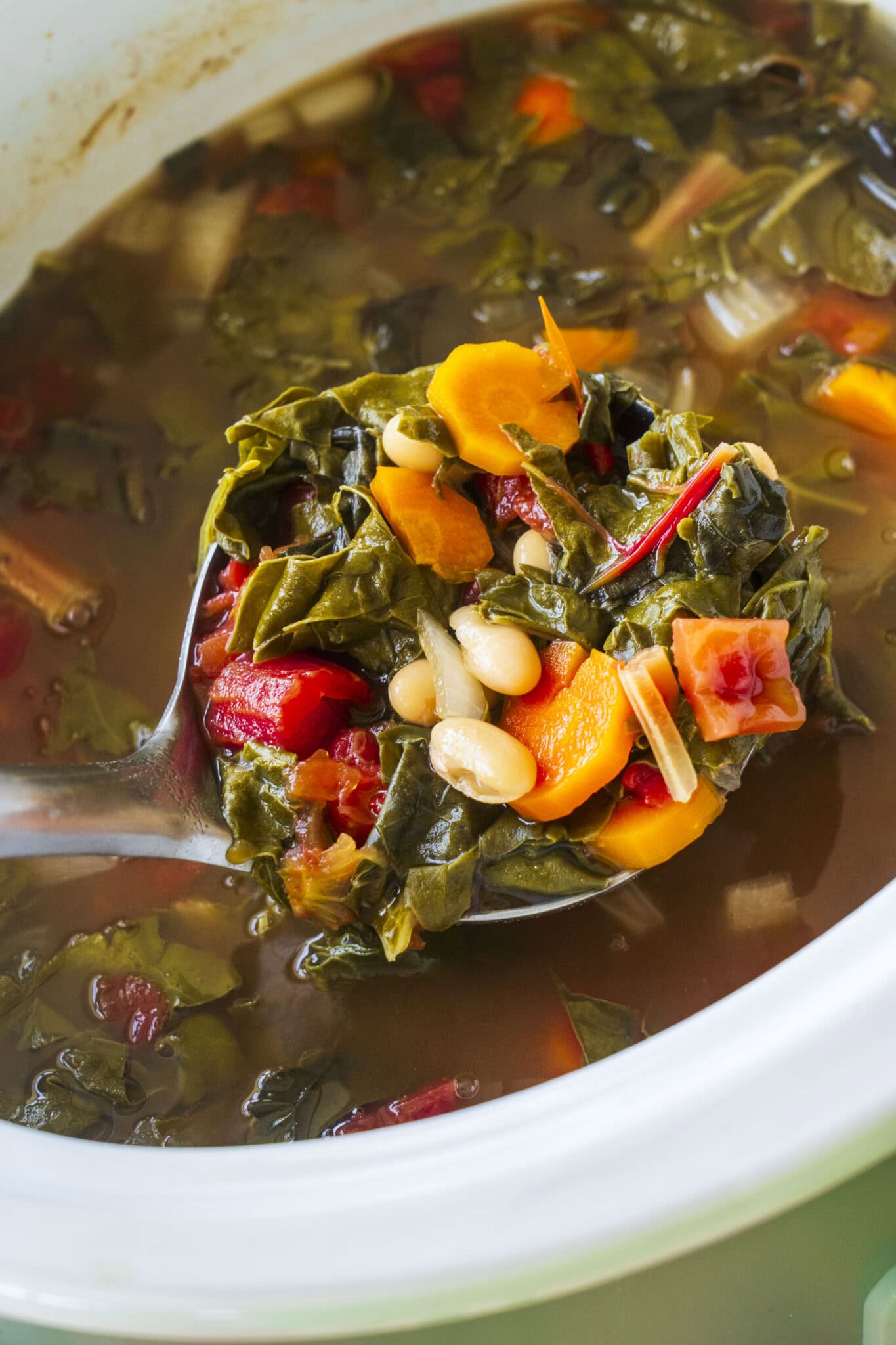 Crockpot Swiss Chard & White Bean Stew - Brooklyn Farm Girl