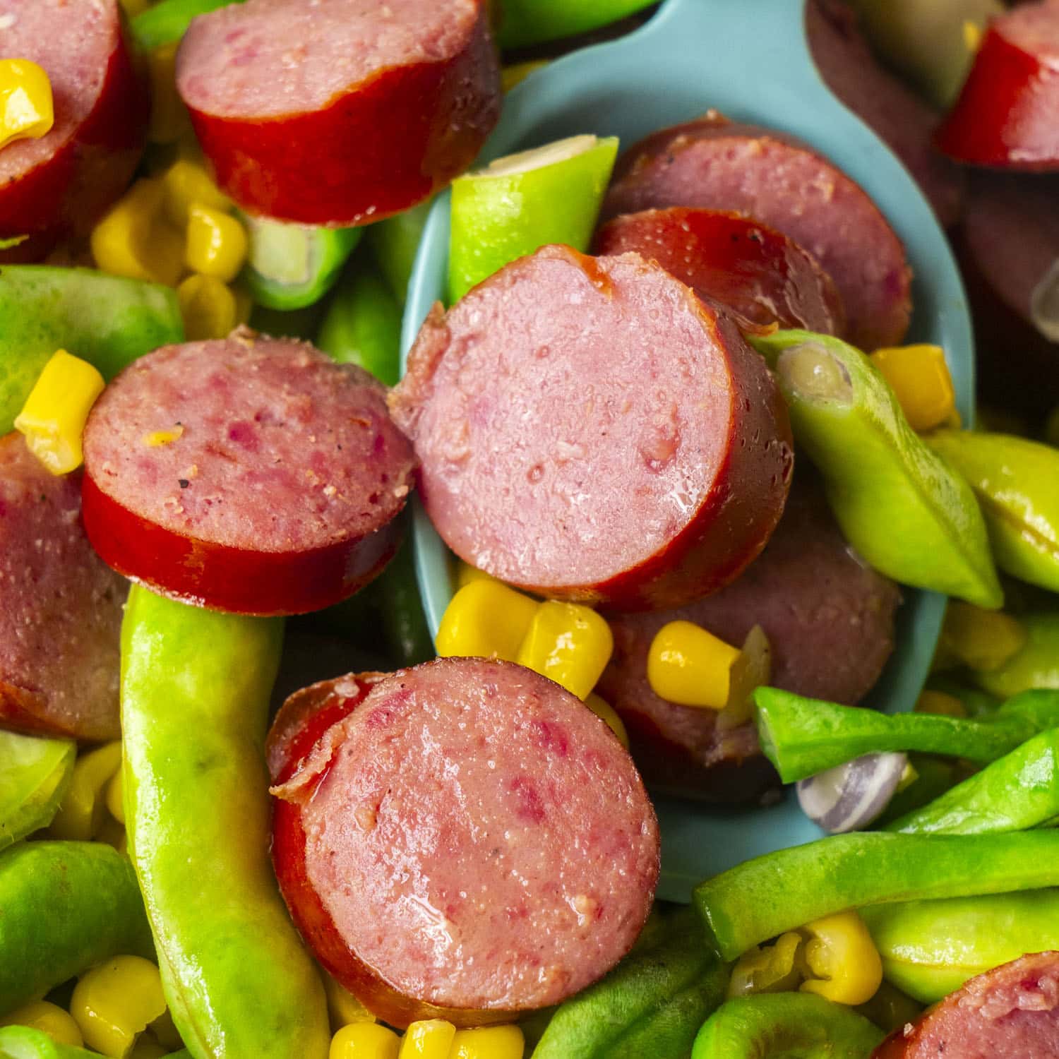 Green Beans, Kielbasa and Corn Skillet