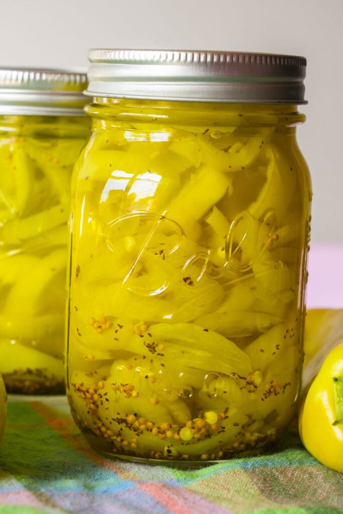 jars of pickled banana peppers.