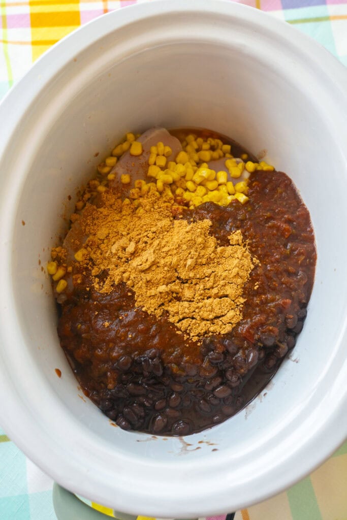 ingredients sitting in crockpot.